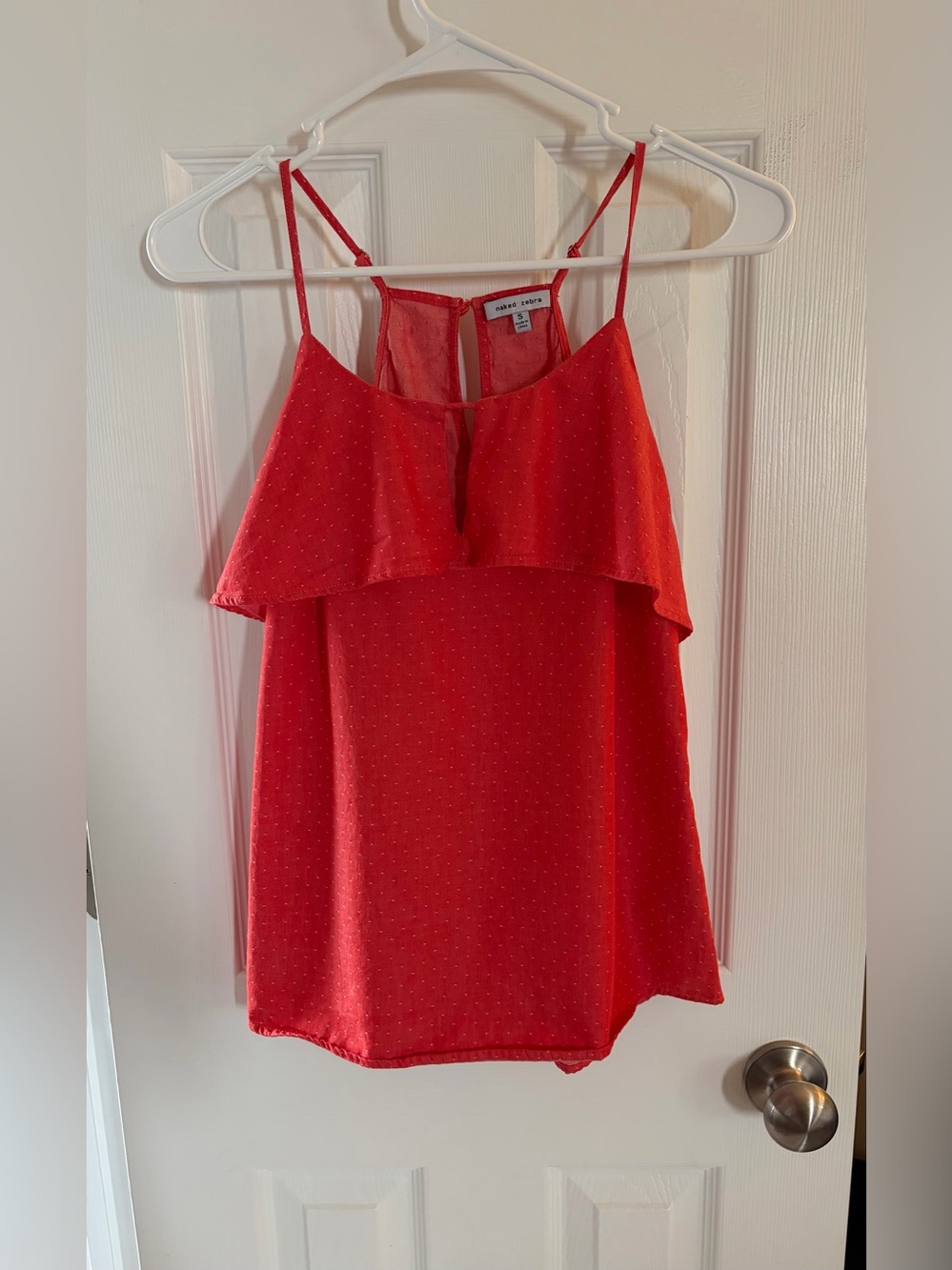 Red Ruffle-Overlay Spaghetti Strap Tank